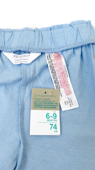 Блакитні трикотажні шорти Primark для дівчинки, розмір 6-9 місяців, 74 см