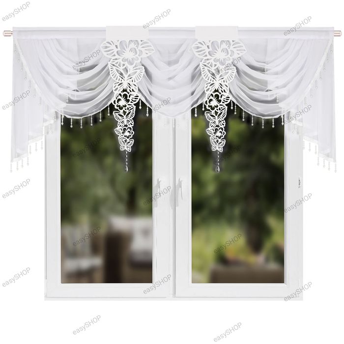 ‼️WYPRZEDAŻ ‼️Piękna dekoracyjna firana z filcowymi dekoracjami