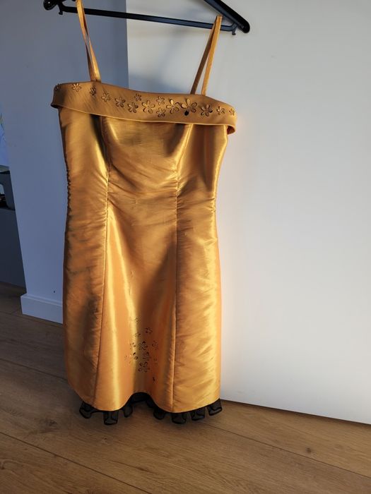 Sukienka na Sylwestra wesele złota 36 S