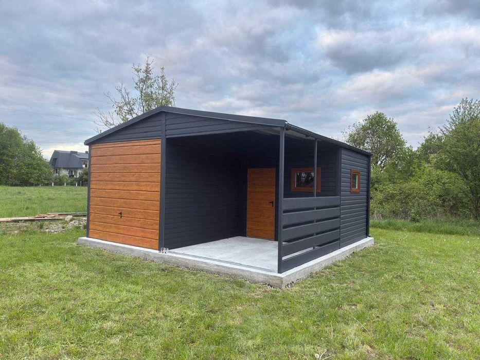 Garaż Blaszany Akryl 6x6 Premium Drewnopodobny 8x6 7x6 7x7 9x6 5x6 9x8