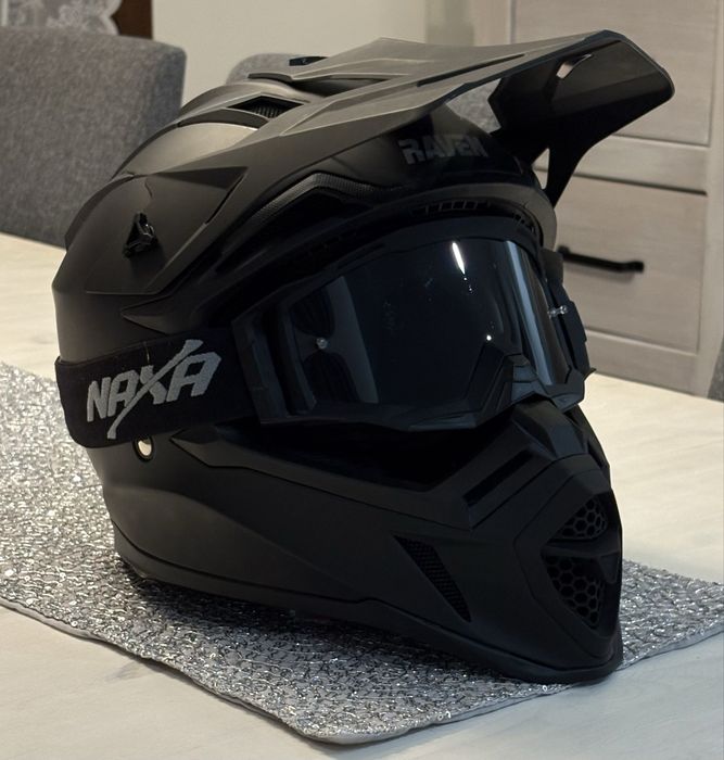 Kask Cross / Enduro / MTB / Hulajnoga Raven Airborne EVO L + Gogle Naxa + Worek – Nowy!