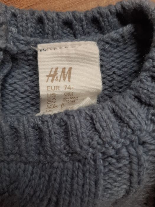 Sweter gruby grafitowy H&M 5% wełna 74