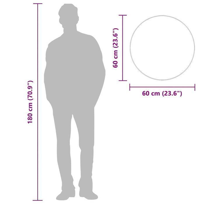 Lustro Ścienne, Czarne, Ø 60 Cm, Okrągłe
