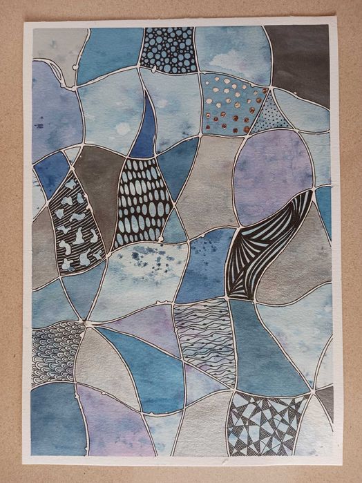 Obraz Akwarela Niebieska Abstrakcja 21 x 29,7