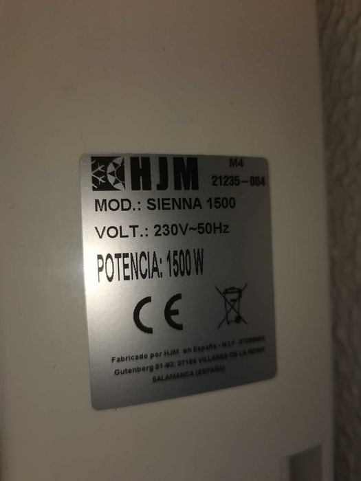 Emissor cerâmico HJM sienna 1500 w em bom estado de conservação