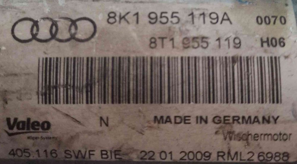 Motor Limpa Vidros Frente AUDI A4 B8 (8K2) ano 2008
