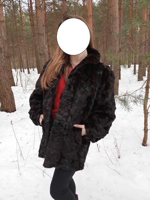 Piekne Futro z norek , norki naturalne - główki , czekoladowe S/M