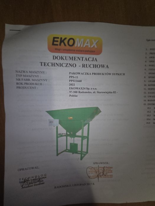 Pakowaczka produktów sypkich EkoMax PPS-11