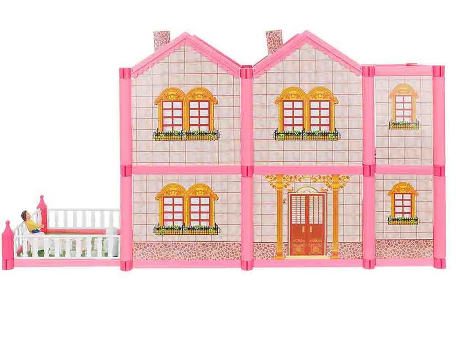 Domek dla Lalek Willa 4 Lalki + Mebelki 32 elementy