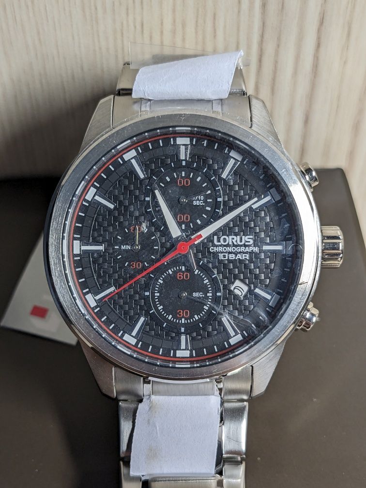 Nowy zegarek męski Lorus RM327HX9 Chronograf Datownik Srebrny Wrocław Psie  Pole •