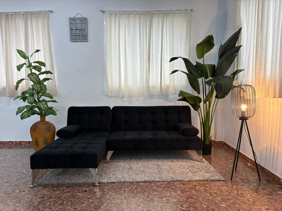 Sofá cama preto novo chaise longue - entrega gratis! SÓ 231€