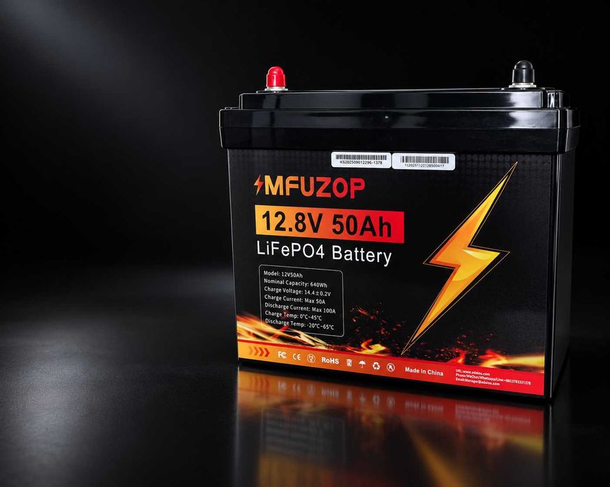 Литий-железо-фосфатный аккумулятор. LiFePO4 аккумулятор Mfuzop 12V 50Ah (640Wh) - 2026 год - для инвертора, солнечных систем, ИБП. 50, 100, 200, 300Ah