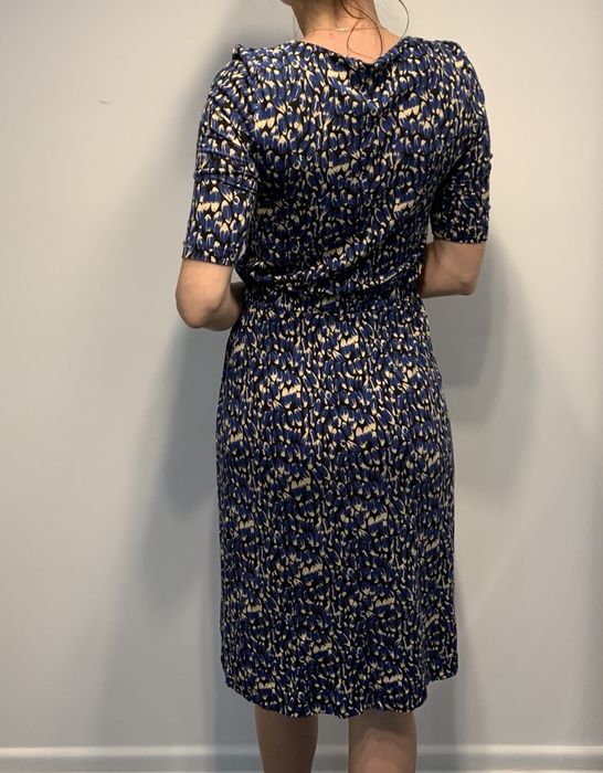 Suknia H&M 34 granatowa 3/4 rękaw
