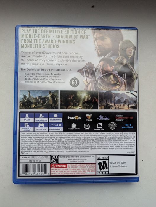 Shadow of War ігри игры диски на PS4 PS5