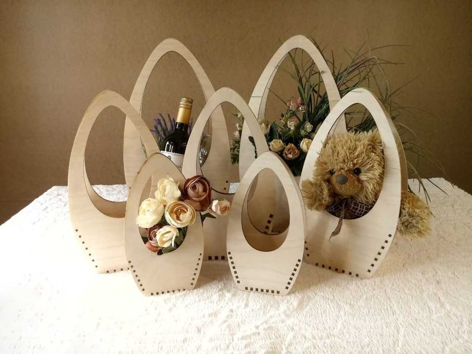 Декоративные корзины для цветов из фанеры для составления букетов