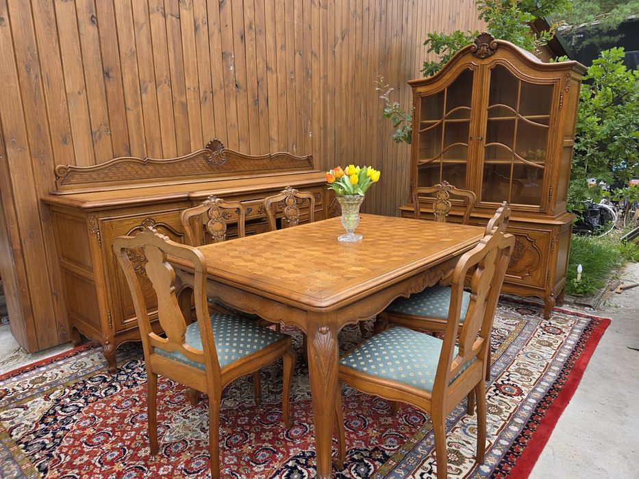 Rzeźbiona jadalnia Ludwik Prowansja stół komoda witryna  #1913 Węgrów