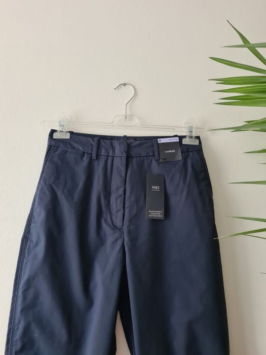 Spodnie chinosy eleganckie granatowe S/M