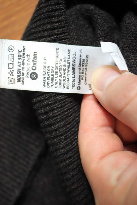 Sweter Blue Harbour r. XL szary męski dekolt V wełniany