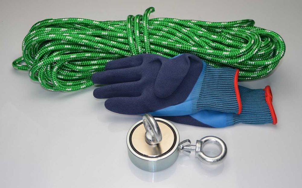 Magnes neodymowy zestaw doposzukiwan F200x2 lina rkawiczkią Magtom