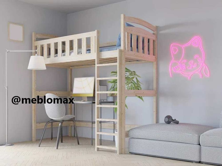 Łóżko na antresoli ARIZONA bezpieczne piętrowe sosnowe dla dzieci