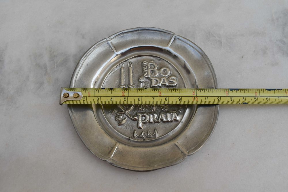 Prato em estanho "Bodas de Prata - 25 anos casamento (12 cm)