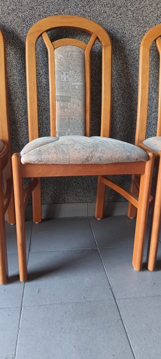 Drewniane tapicerowane krzesła - komplet 6 szt