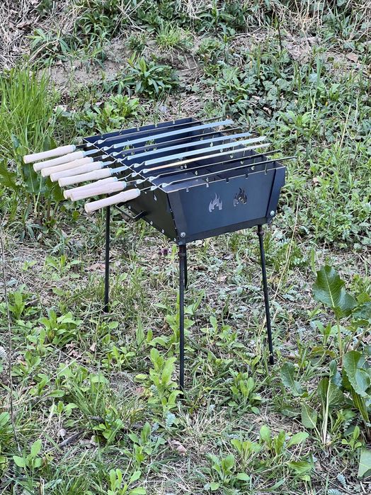 MANGAL "Turyst" Składany w walizkę + 8 Szampurów + pokrowcy Мангал складной 2мм + 8 шампуров. Варшава / Доставка OLX