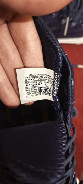 Утеплённые синие кеды Converse, натур. кожа, водонепроницаемые, р.42