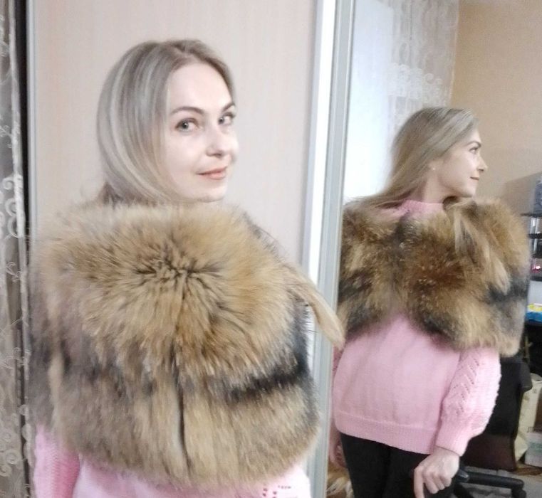 Стильна накидка (палантин) з натурального хутра (єнот). Ексклюзив!