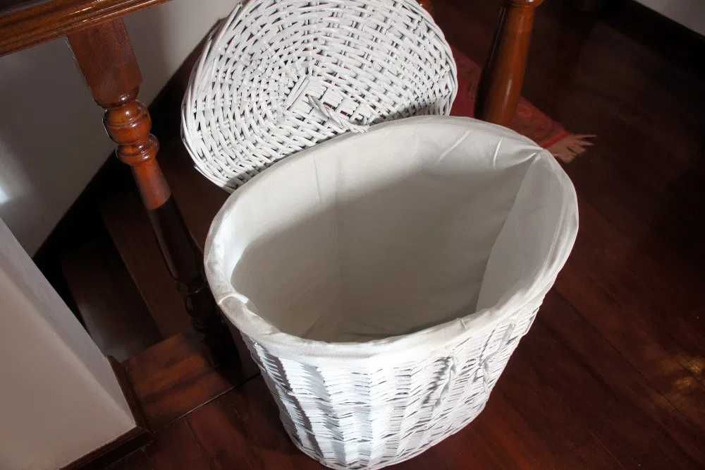 Cesto Roupa oval Vime Branco