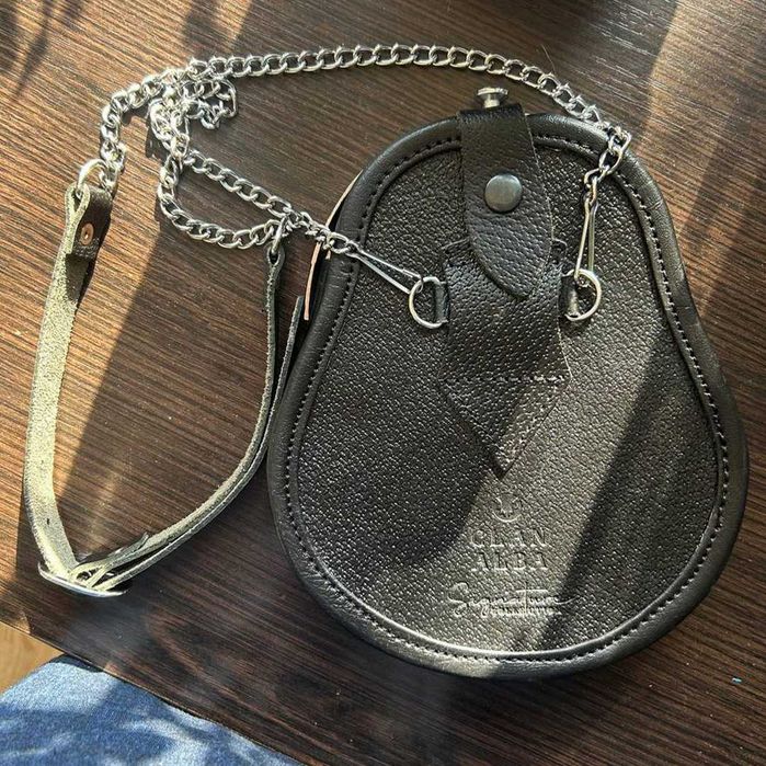 Kilt Sporran Deluxe (Шкіряний споран). Чорна шкіряна сумка. Кilt bag.