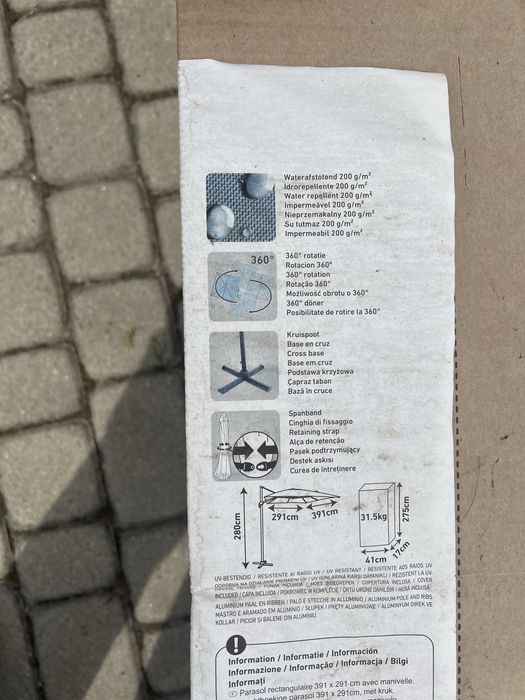 Parasoł ogrodowy hyba roma szary