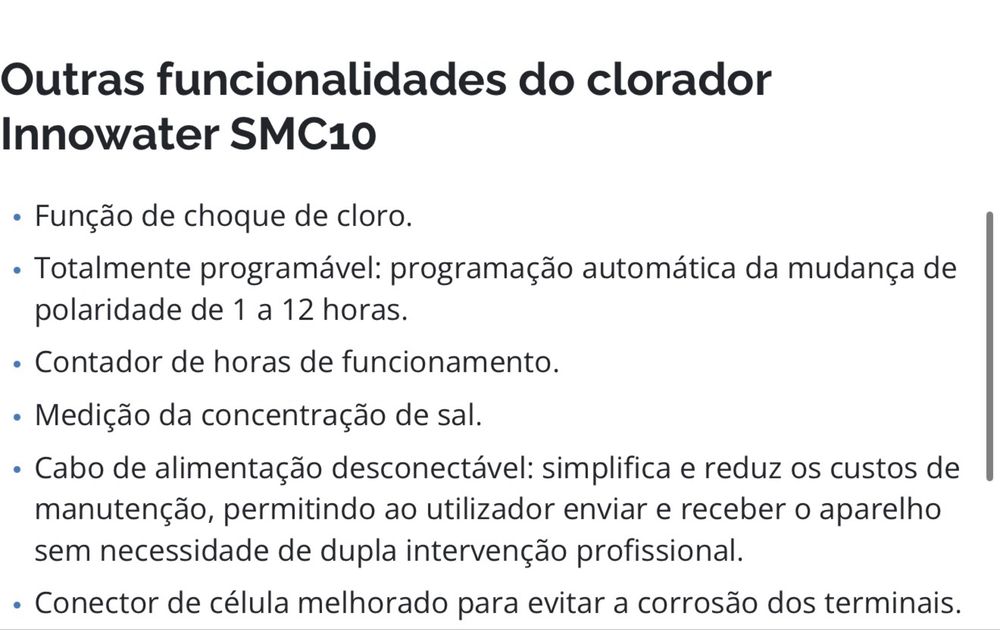 Vendo maquina de cloro para piscina de agua salgada Innowater smc 10