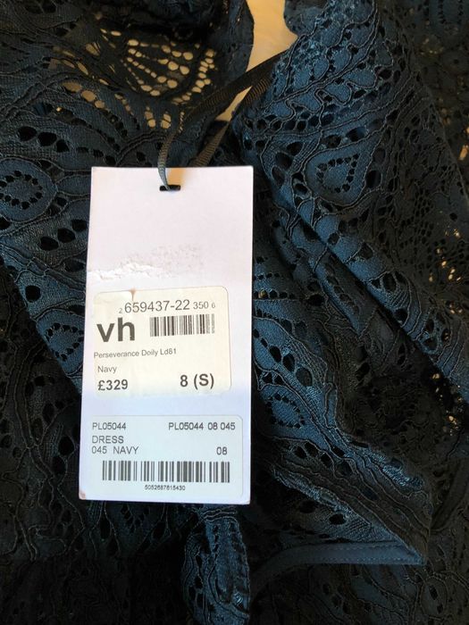 vestido azul renda novo com etiqueta perseverance london S