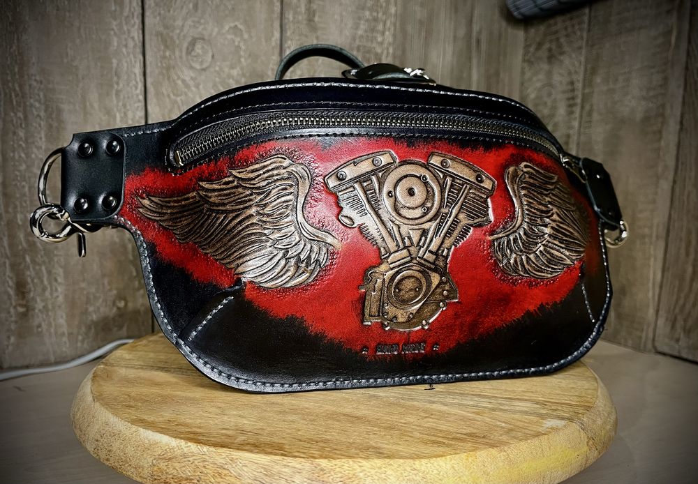 Saszetka nerka shovelhead harley handmade rock motocyklowa