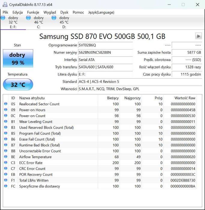 Dysk SSD Samsung 870EVO 500GB