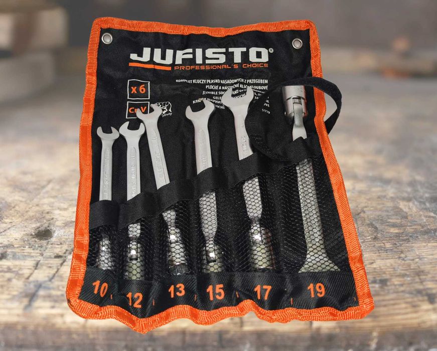 JUFISTO Zestaw 6 kluczy płasko-przegubowych 10-19mm CPK