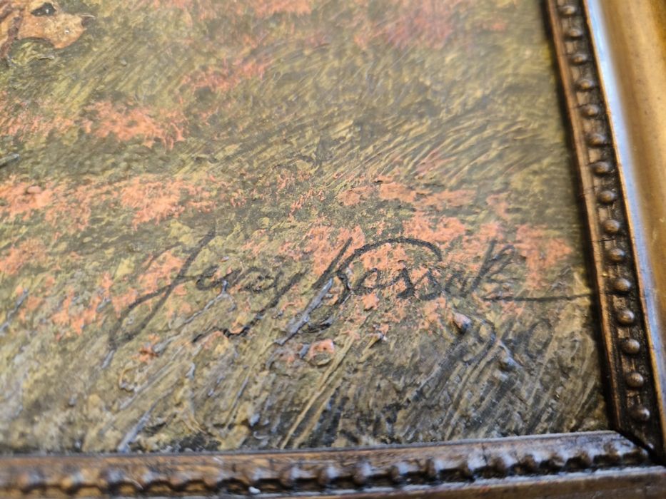 Stary obraz olejny sygnowany Jerzy Kossak 44,5x31,5