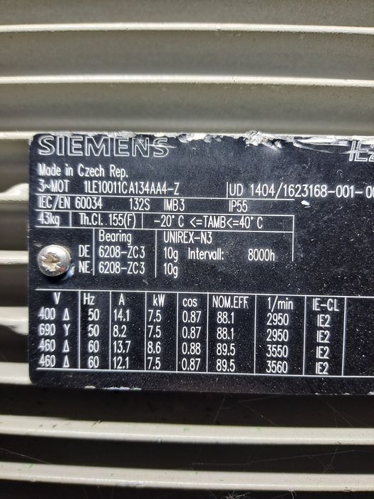 Nowy Silnik Siemens 7.5kw  2950