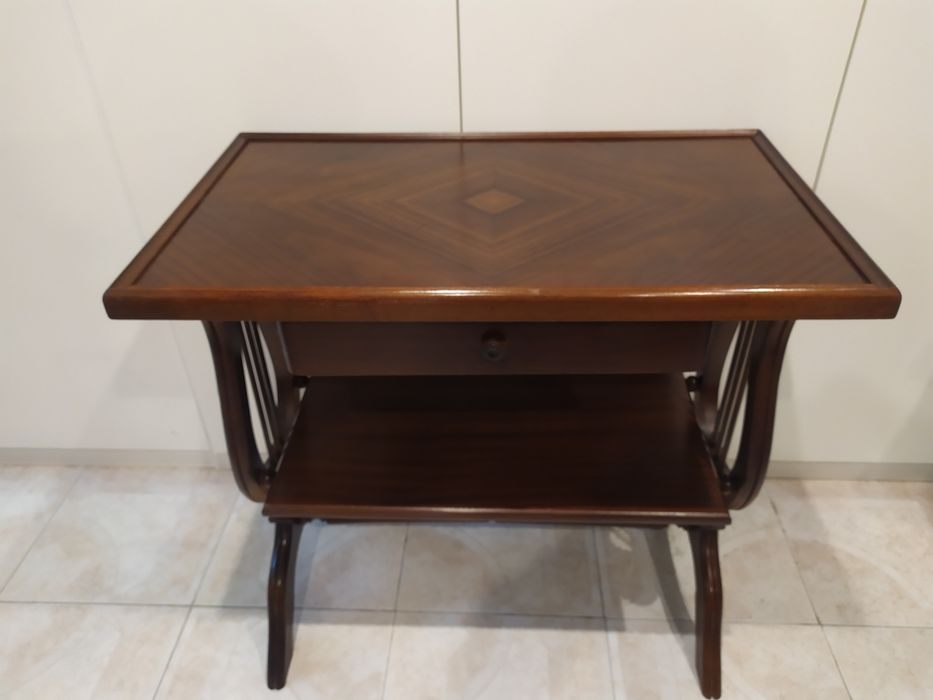 Solid Wood Table with Shelf and Drawer64752111660290120