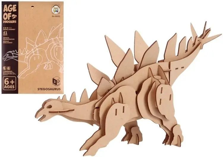 Puzzle drewniane 3D Dinozaur Stegozaurus. Pro Kids
