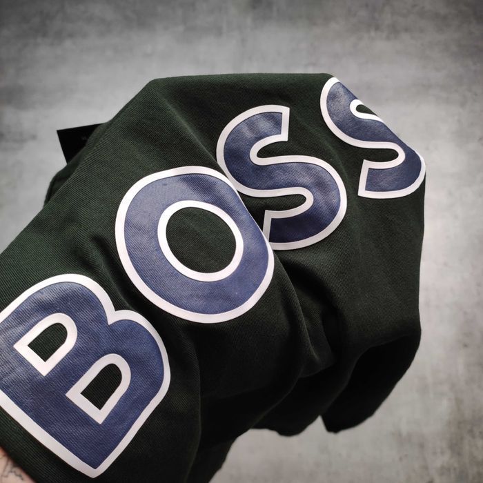 MĘSKA Elegancka PREMIUM Koszulka Ciemna Zieleń Hugo Boss Bawełna Logo