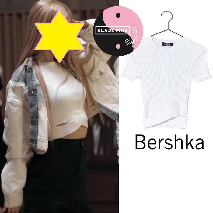 Bershka damski biały krótki top xs s