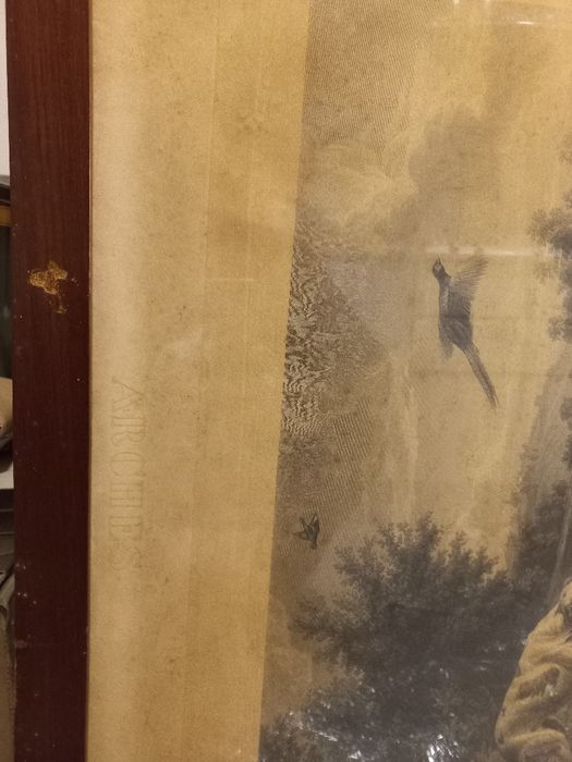 Quadro antigo com cães