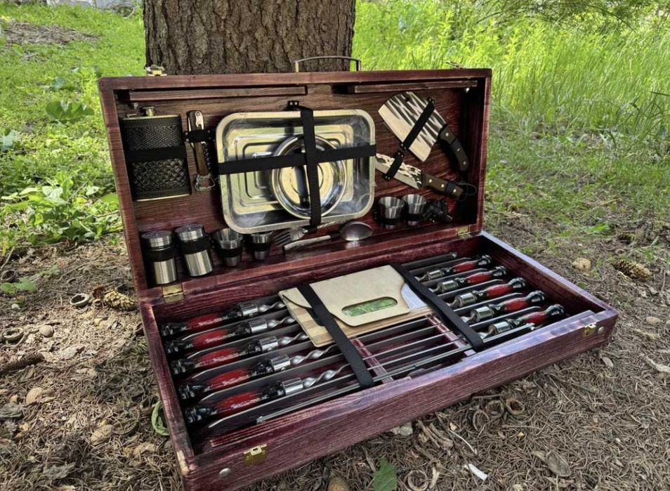 Набір шампурів в кейсі на подарунок! Ручна робота! Супер якість!