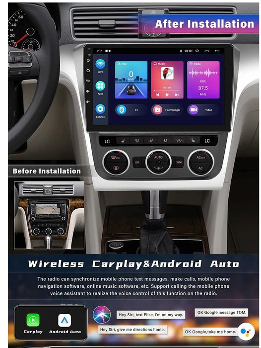 Rádio android 13 Volkswagen PASSAT 2012 A 2015 WiFi Carplay gps 2/64GB