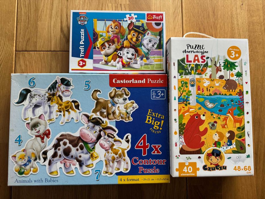 Zestaw Puzzle Czuczu, Zwierzęta i ich dzieci, Psi Patrol 3+ =OKAZJA=