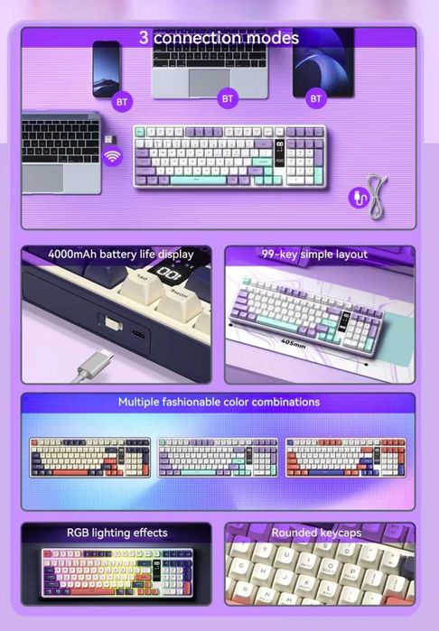 Бездротова ігрова клавіатура AOC GK320 - 99-клавішна RGB