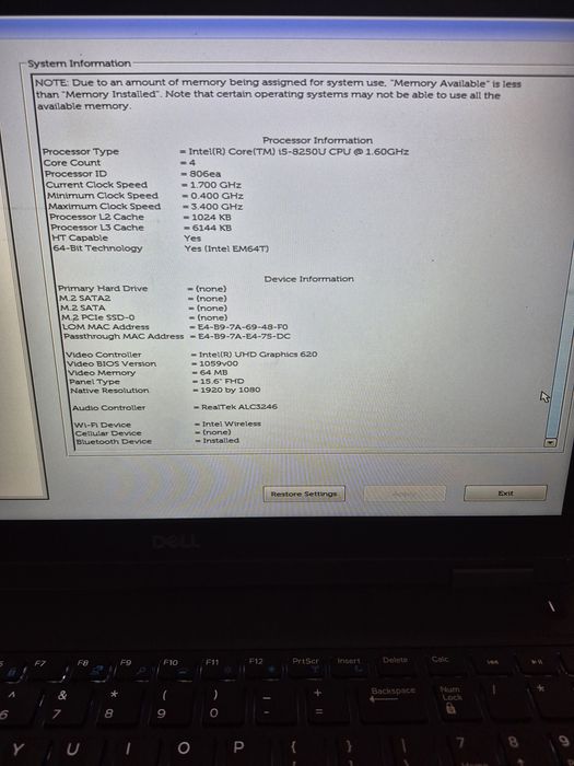 Dell Latitude 5590 i5-8250U TPM 2.0