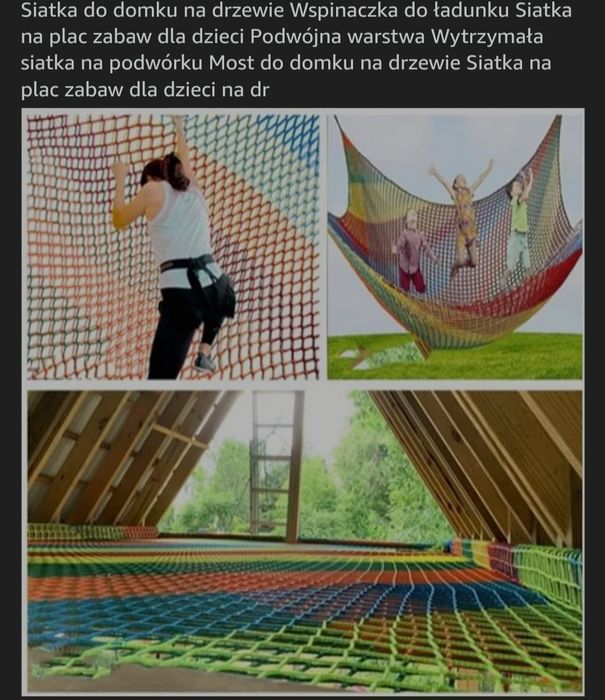Wielokolorowa siatka wspinaczkowa dla dzieci  plac zabaw